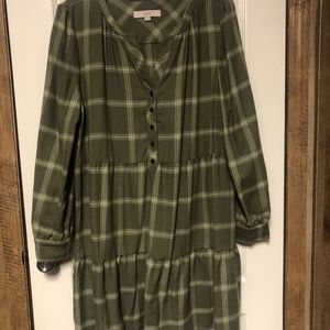 V Neck Dress-Green